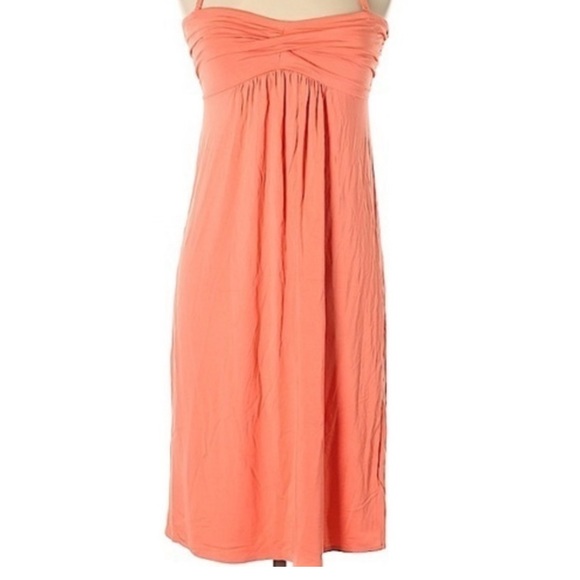 J. Crew - Dressy Jersey Twisted Front Strapless Dress in Papaya Coral - Picture 4 of 6